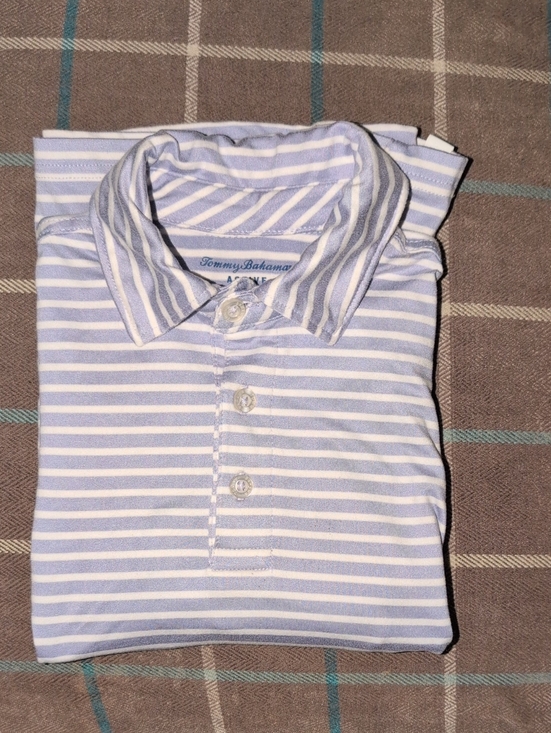 Tommy Bahama Other - Tommy Bahama Boy Light Blue "Purplish" & White Striped Polo